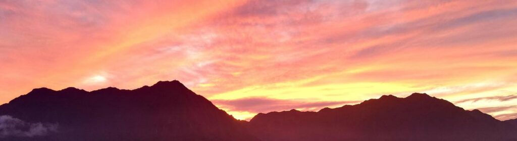 Sunset over the mountains in Hawaii